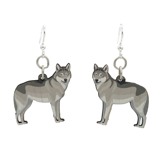 Grey Wolf Earrings #1620