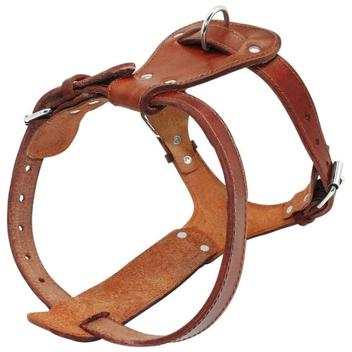 Genuine Leather Dog Harness Brown Real Leather