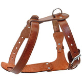 Genuine Leather Dog Harness Brown Real Leather