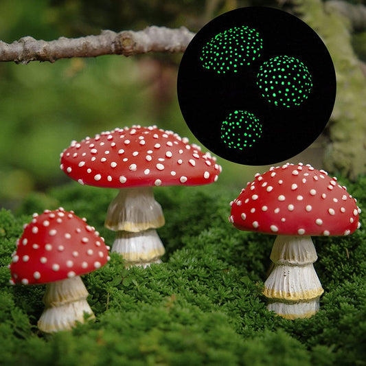 Mini Mushroom Glow In The Dark Resin Crafts Fairy Garden Miniatures