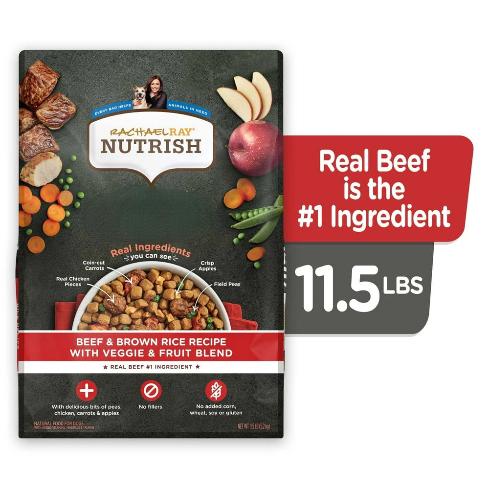 Racheal Ray Nutrish Beef & Brown Rice Recipe With Veggie & Fruit Blend, 11.5 lb. Bag