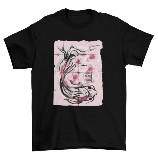Koi fish animal sakura flowers t-shirt design