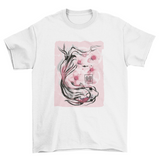 Koi fish animal sakura flowers t-shirt design