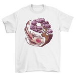 Yin yang koi fish and sakura tree t-shirt