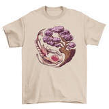 Yin yang koi fish and sakura tree t-shirt